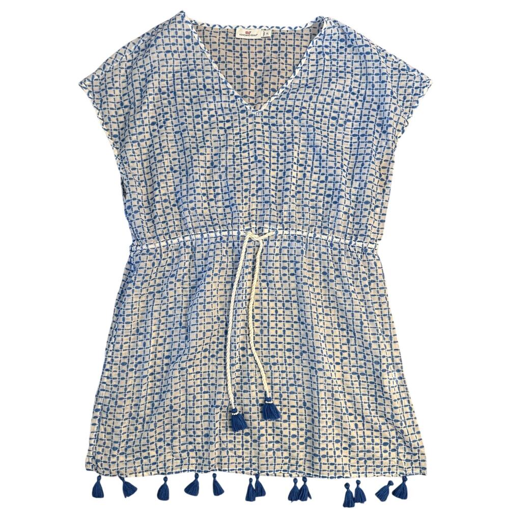 Vineyard Vines Cover Up Dress Swim Beach 100% Cotton Tie-Dye White Women’s XL